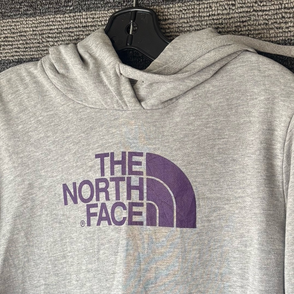 The North Face Light Gray Pullover Hoodie with Purple Logo - Picture 2 of 5